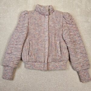 VTG OUTERBOUND by HMS Womens Cottagecore Chunky Knit Zip Up Bomber Jacket Sz‎ M